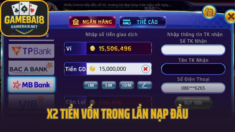 Rikvip - huyền thoại game bài trở lại với diện mạo mới 8 X2 tiền vốn trong lần nạp đầu