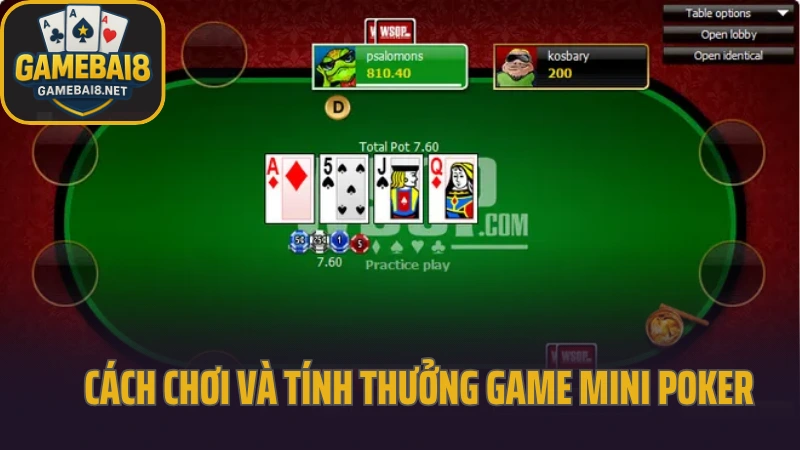 Mini poker - nhấn quay và đợi điều bất ngờ xảy ra 3 Cách chơi và tính thưởng game mini poker