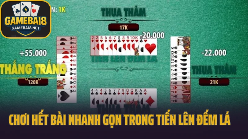 Tiến lên đếm lá hết bài trước là người thắng 5 Chơi hết bài nhanh gọn trong tiến lên đếm lá