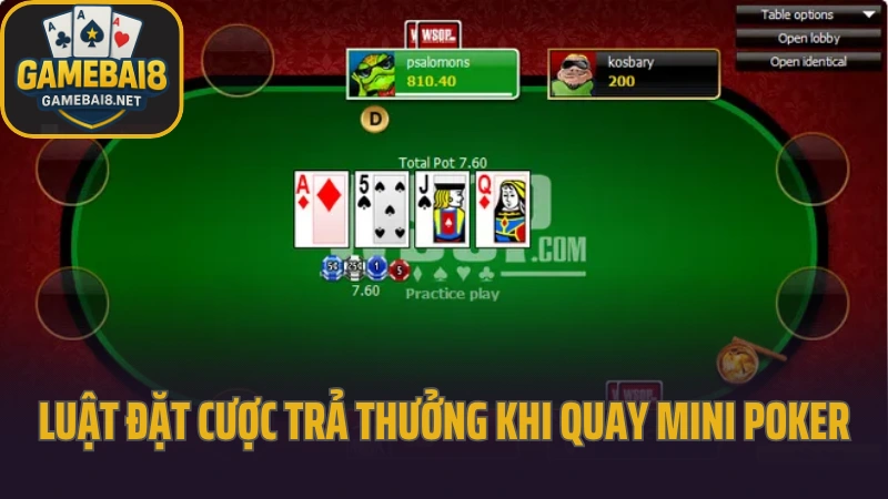 Kỹ thuật quay mini poker ra thưởng lớn từ chuyên gia 4 Luật đặt cược trả thưởng khi quay mini poker